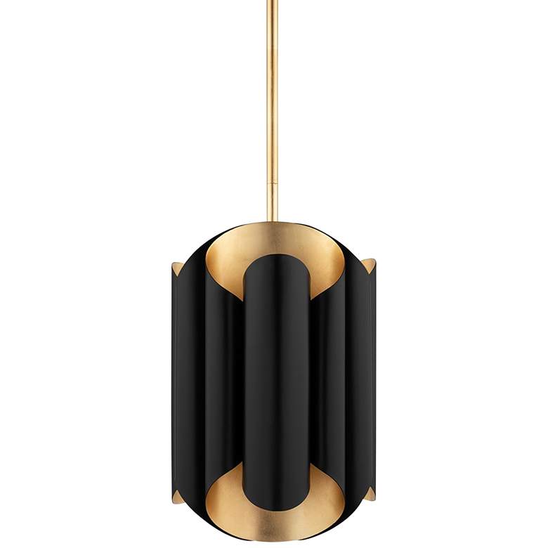 Image 2 Hudson Valley Banks 12"W Gold Leaf and Black Mini Pendant