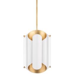 Hudson Valley Banks 12"W Gold Leaf and White Mini Pendant