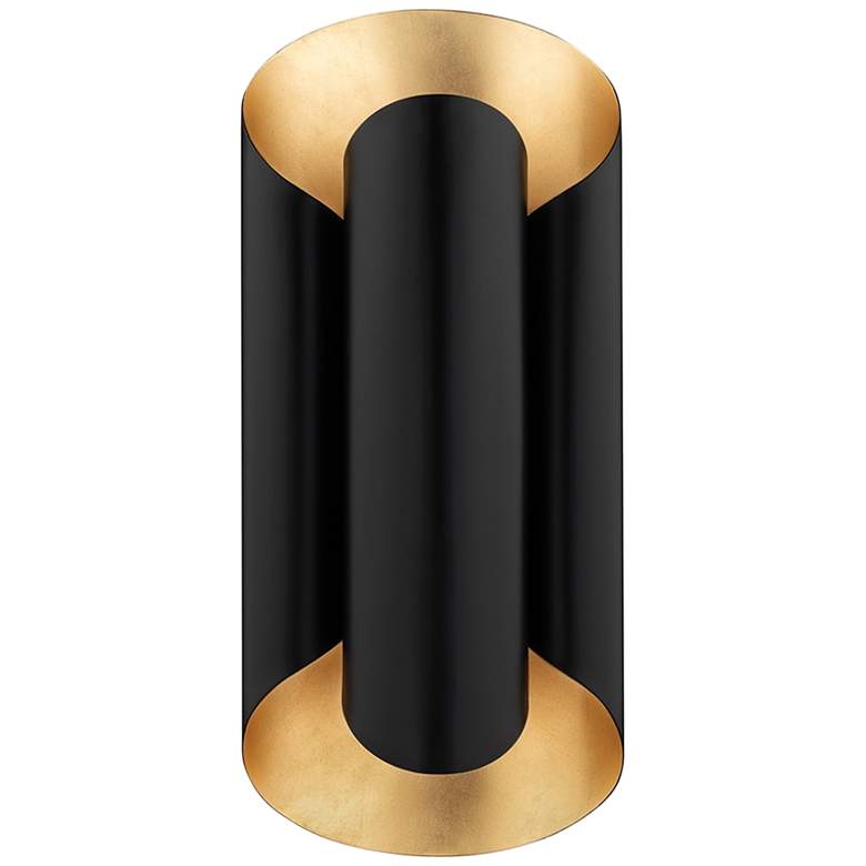Image 1 Hudson Valley Banks 16 3/4"H Gold Leaf and Black Wall Sconce