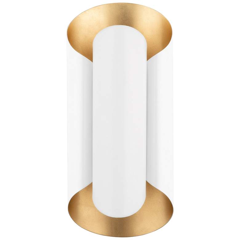 Image 1 Hudson Valley Banks 16 3/4"H Gold Leaf and White Wall Sconce
