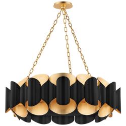 Hudson Valley Banks 34 1/2"W Gold Leaf and Black Chandelier