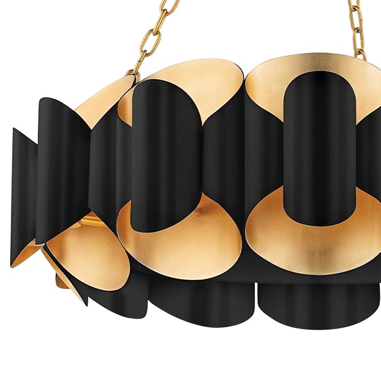 Image 3 Hudson Valley Banks 34 1/2"W Gold Leaf and Black Chandelier more views