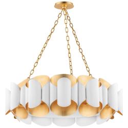 Hudson Valley Banks 34 1/2"W Gold Leaf and White Chandelier