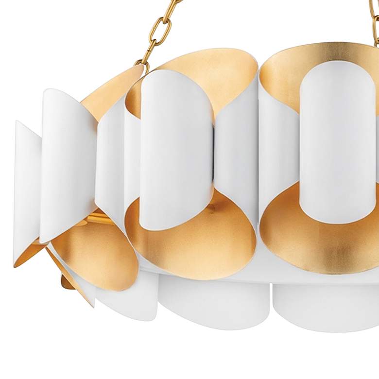 Image 3 Hudson Valley Banks 34 1/2"W Gold Leaf and White Chandelier more views