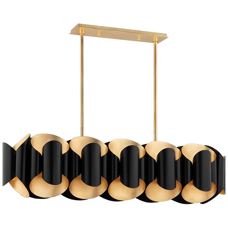 Image 2 Hudson Valley Banks 46"W Gold Leaf and Black Island Pendant