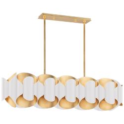 Hudson Valley Banks 46"W Gold Leaf and White Island Pendant