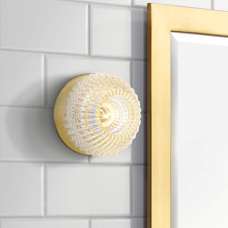 Image 1 Hudson Valley Barclay 5" High Aged Brass Wall Sconce