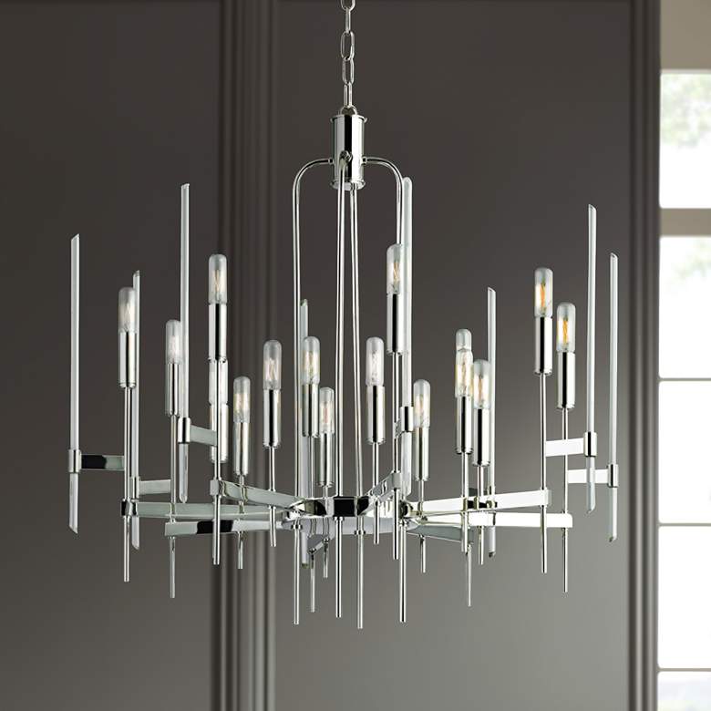 Image 1 Hudson Valley Bari 30 inch Wide Polished Nickel Modern Chandelier