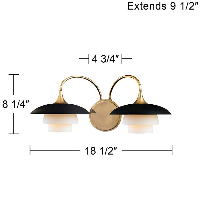 Image 2 Hudson Valley Barron 8 1/4" High 2-Light Aged Brass Modern Wall Light more views