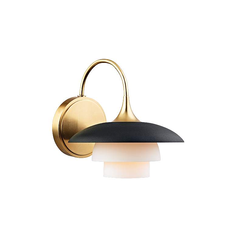 Image 1 Hudson Valley Barron 8 1/4"H Aged Brass Wall Sconce