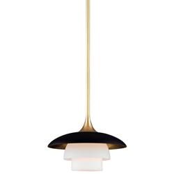 Hudson Valley Barron 8" Wide Modern Aged Brass and Black Mini-Pendant