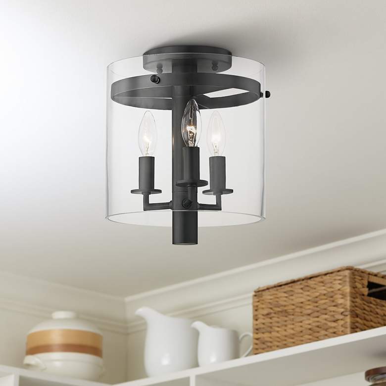 Image 1 Hudson Valley Baxter 10"W Old Bronze 3-Light Ceiling Light