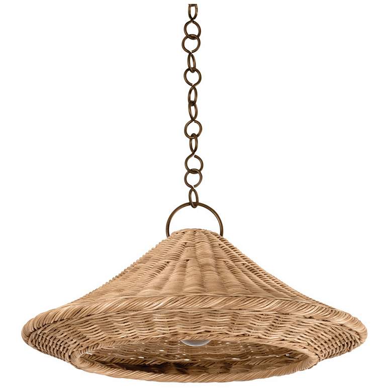 Image 1 Hudson Valley Baychester 22" Bronze and Rattan Modern Cone Pendant