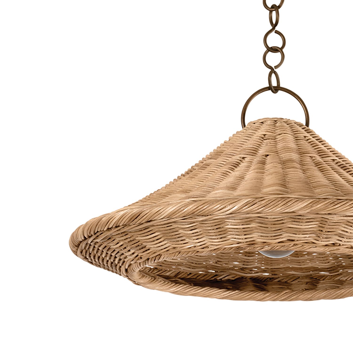 Image 3 Hudson Valley Baychester 22" Bronze and Rattan Modern Cone Pendant more views
