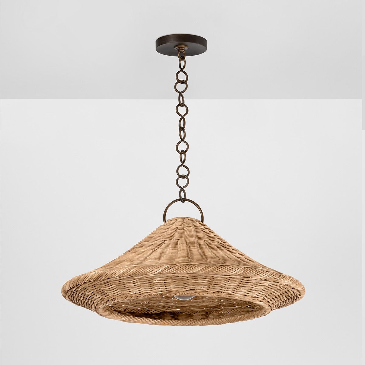 Image 4 Hudson Valley Baychester 22" Bronze and Rattan Modern Cone Pendant more views