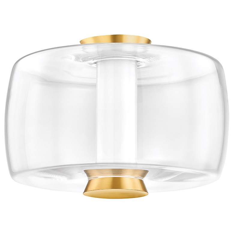 Image 1 Hudson Valley Beau 15 inch Wide LED Clear Glass and Brass Ceiling Light