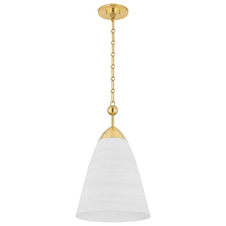 Image 1 Hudson Valley Becki Owens Bronson 14" Brass and White Plaster Pendant