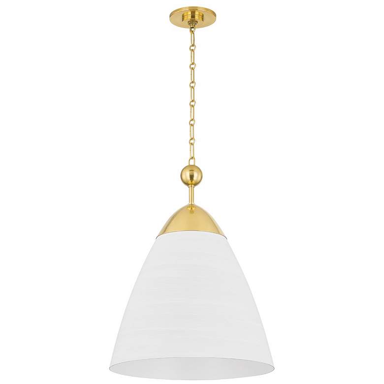 Image 1 Hudson Valley Becki Owens Bronson 20" Brass and White Plaster Pendant