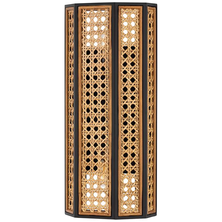 Image 1 Hudson Valley Becki Owens Georgia 16 1/2" Rattan Bronze Wall Sconce