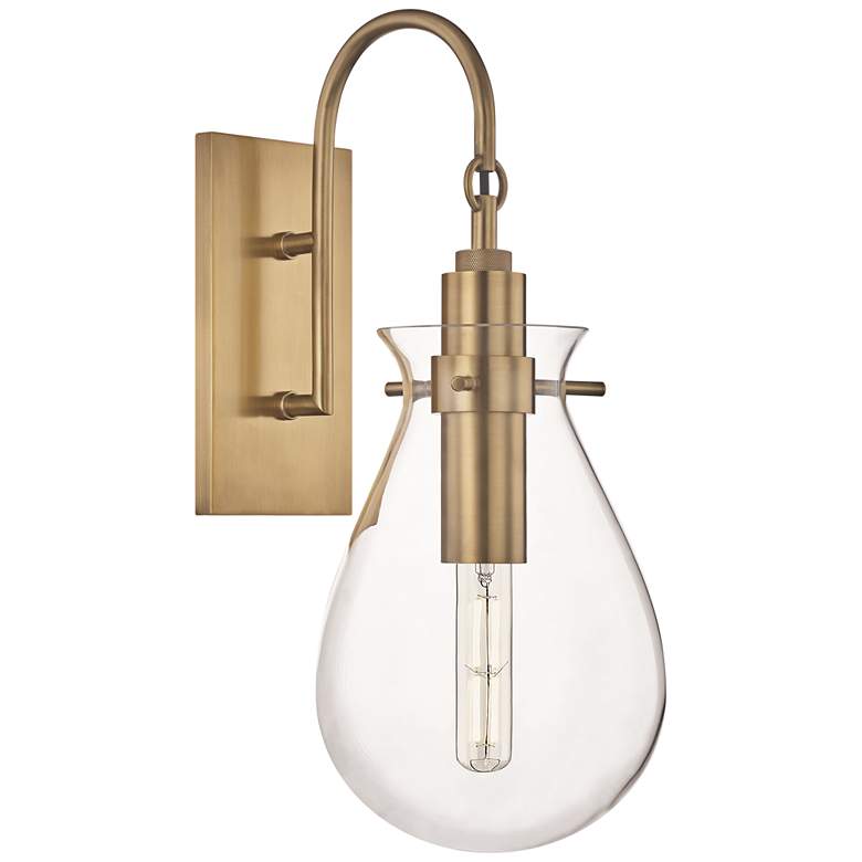 Image 1 Hudson Valley Becki Owens Ivy 18" Clear Glass Aged Brass LED Sconce
