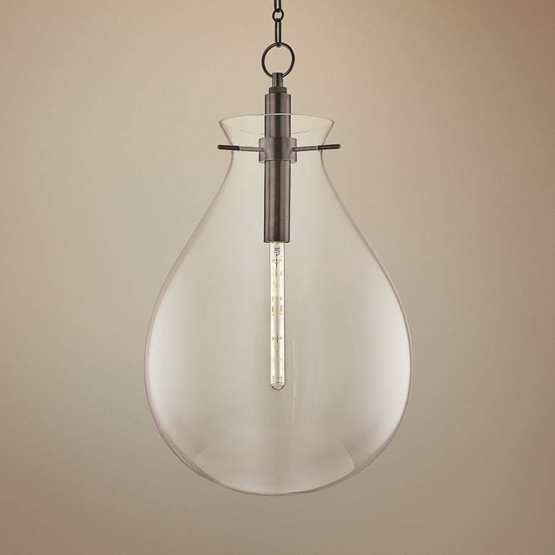 Image 1 Hudson Valley Becki Owens Ivy 18" Old Bronze Clear Glass Pendant