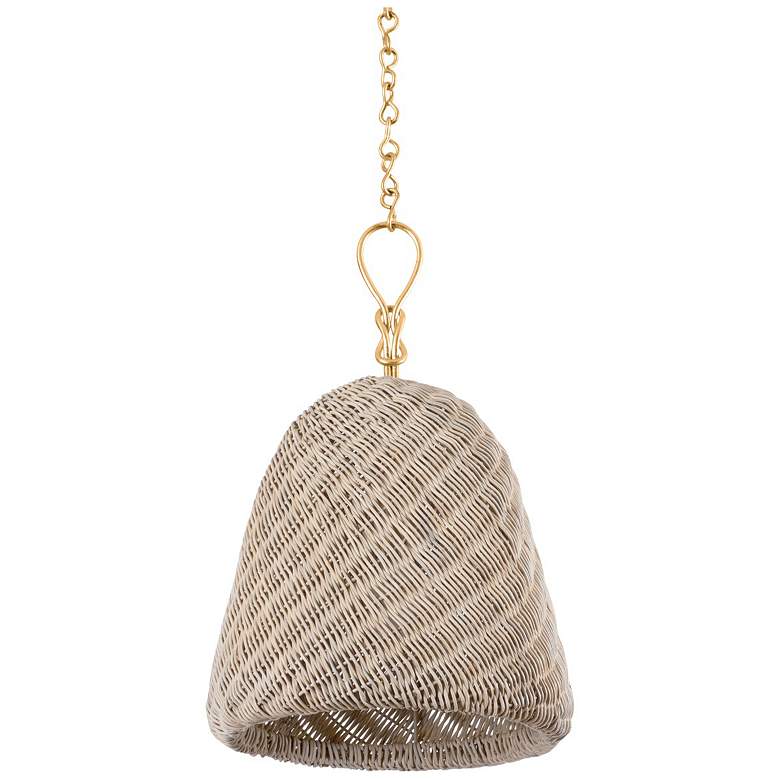 Image 1 Hudson Valley Becki Owens Reina 14" Gold and Natural Rattan Pendant