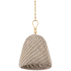Hudson Valley Becki Owens Reina 14" Gold and Natural Rattan Pendant