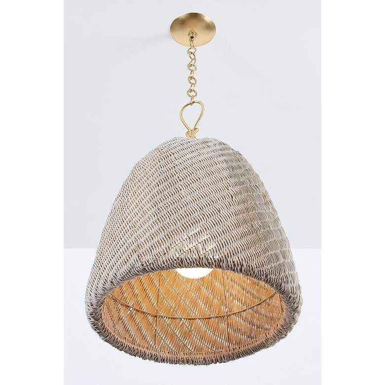Image 2 Hudson Valley Becki Owens Reina 14" Gold and Natural Rattan Pendant more views