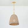 5_Hudson Valley Becki Owens Reina 14" Gold and Natural Rattan Pendant more views