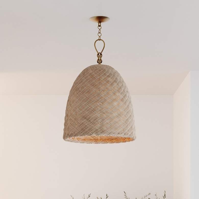 Image 1 Hudson Valley Becki Owens Reina 21" Gold and Natural Rattan Pendant