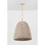 3_Hudson Valley Becki Owens Reina 21" Gold and Natural Rattan Pendant more views