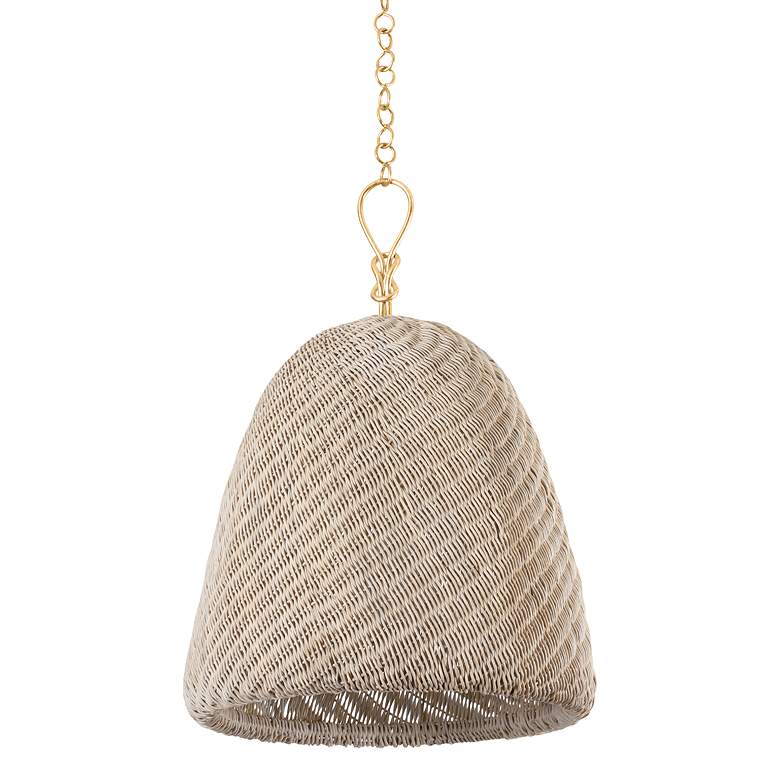 Image 4 Hudson Valley Becki Owens Reina 21" Gold and Natural Rattan Pendant more views