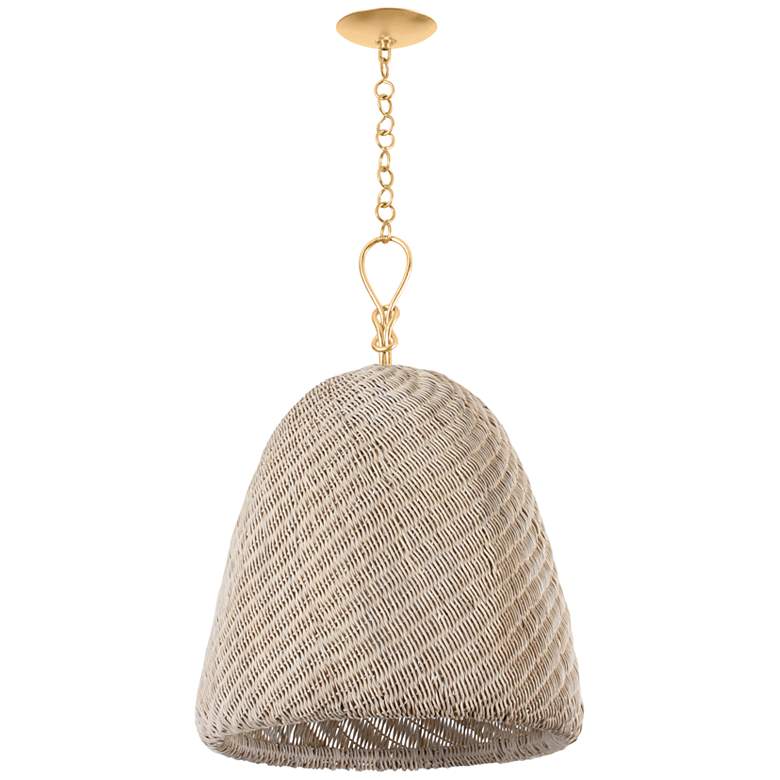Image 5 Hudson Valley Becki Owens Reina 21" Gold and Natural Rattan Pendant more views