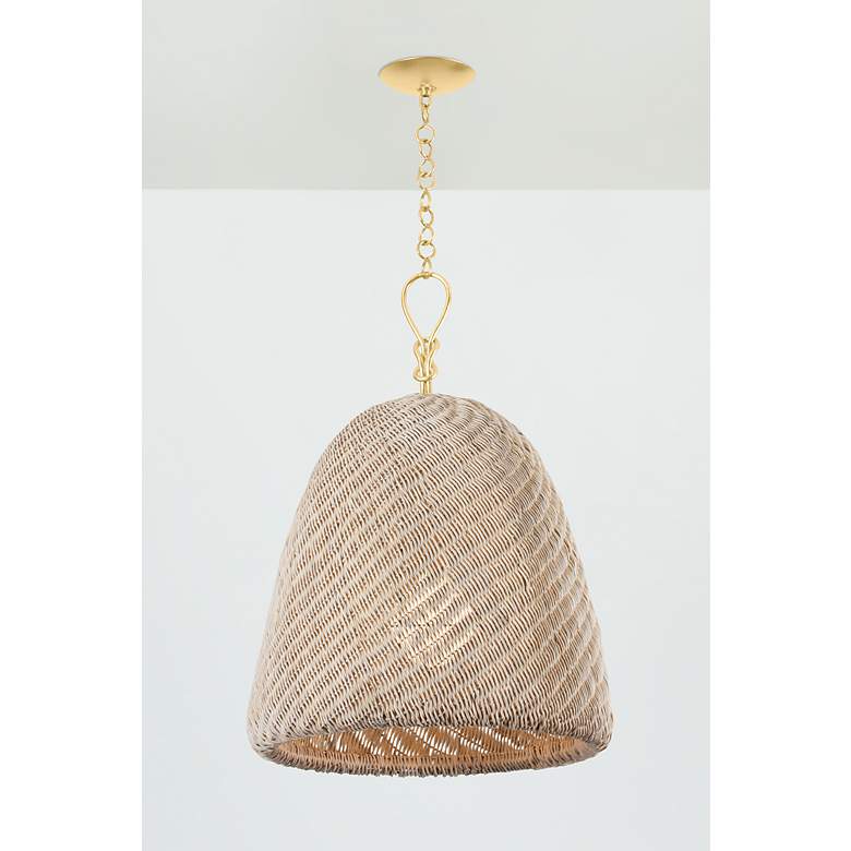 Image 6 Hudson Valley Becki Owens Reina 21" Gold and Natural Rattan Pendant more views