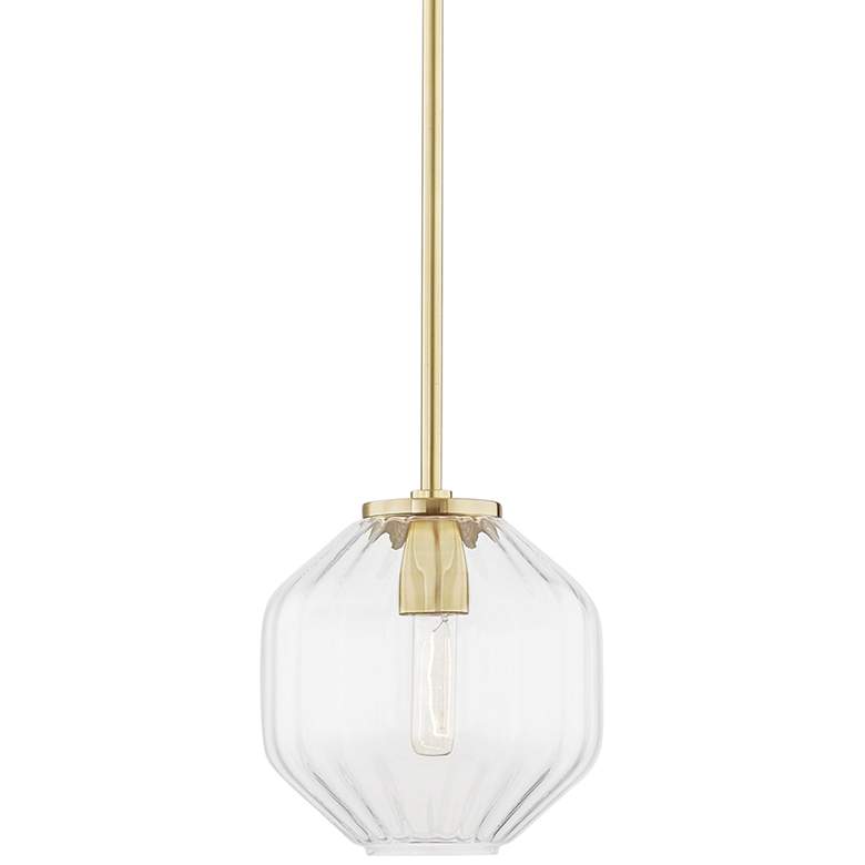 Image 2 Hudson Valley Bennett 9" Wide Aged Brass Mini Pendant Light