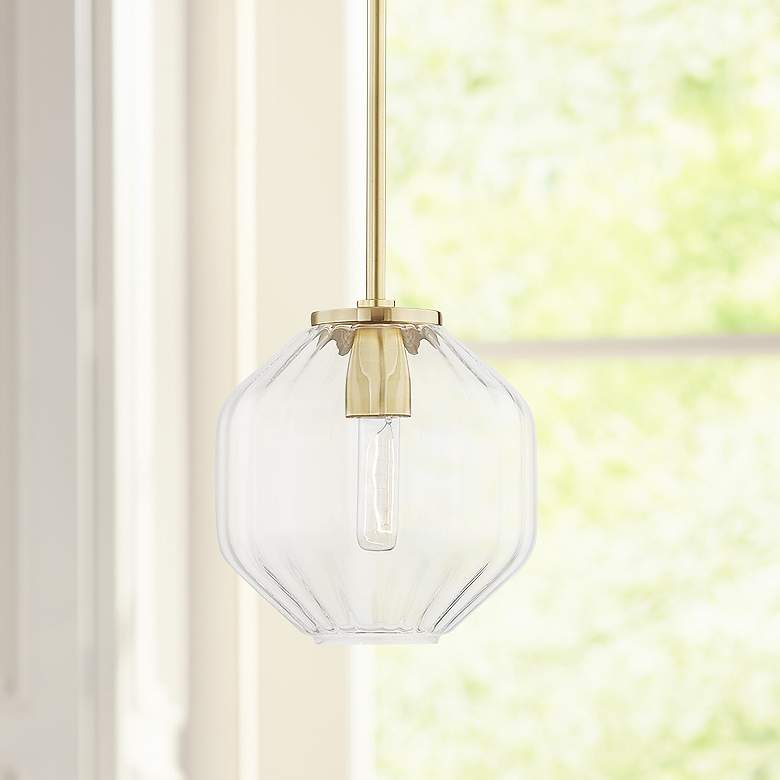 Image 1 Hudson Valley Bennett 9" Wide Aged Brass Mini Pendant Light