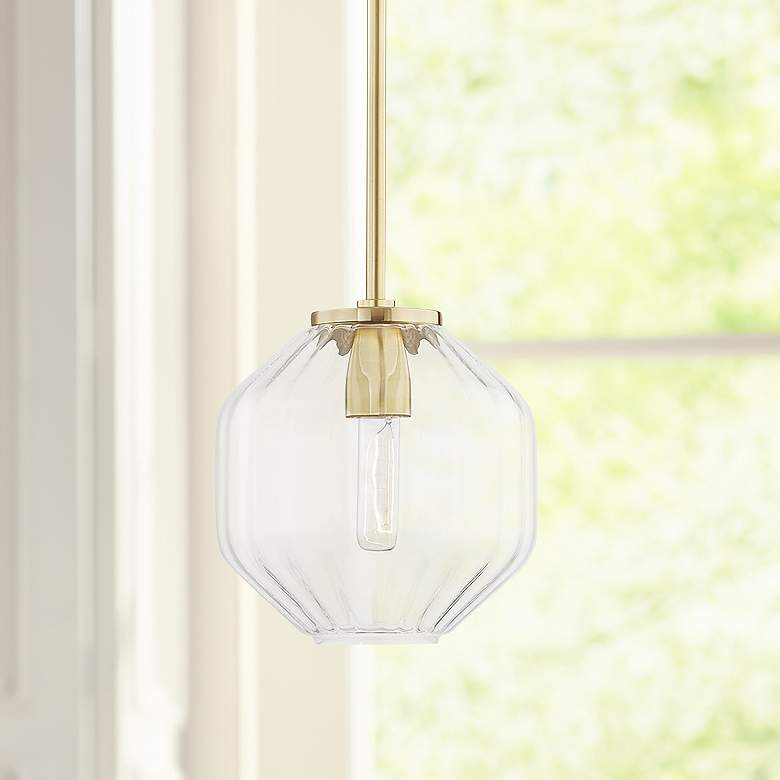 Image 1 Hudson Valley Bennett 9 inch Wide Aged Brass Mini Pendant Light