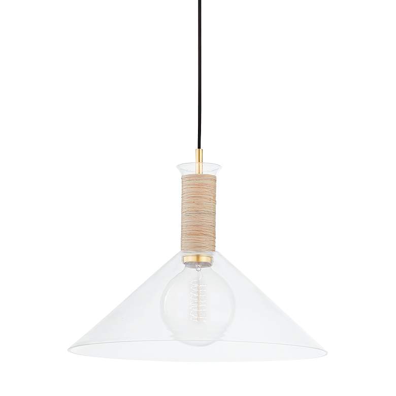 Image 2 Hudson Valley Besa 16" Wide Modern Brass and Clear Glass Cone Pendant more views