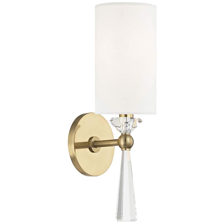 Image 1 Hudson Valley Birch 14 3/4 inch High Aged Brass Wall Sconce