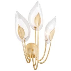 Hudson Valley Blossom 26 1/2"H Gold Leaf 3-Light Wall Sconce