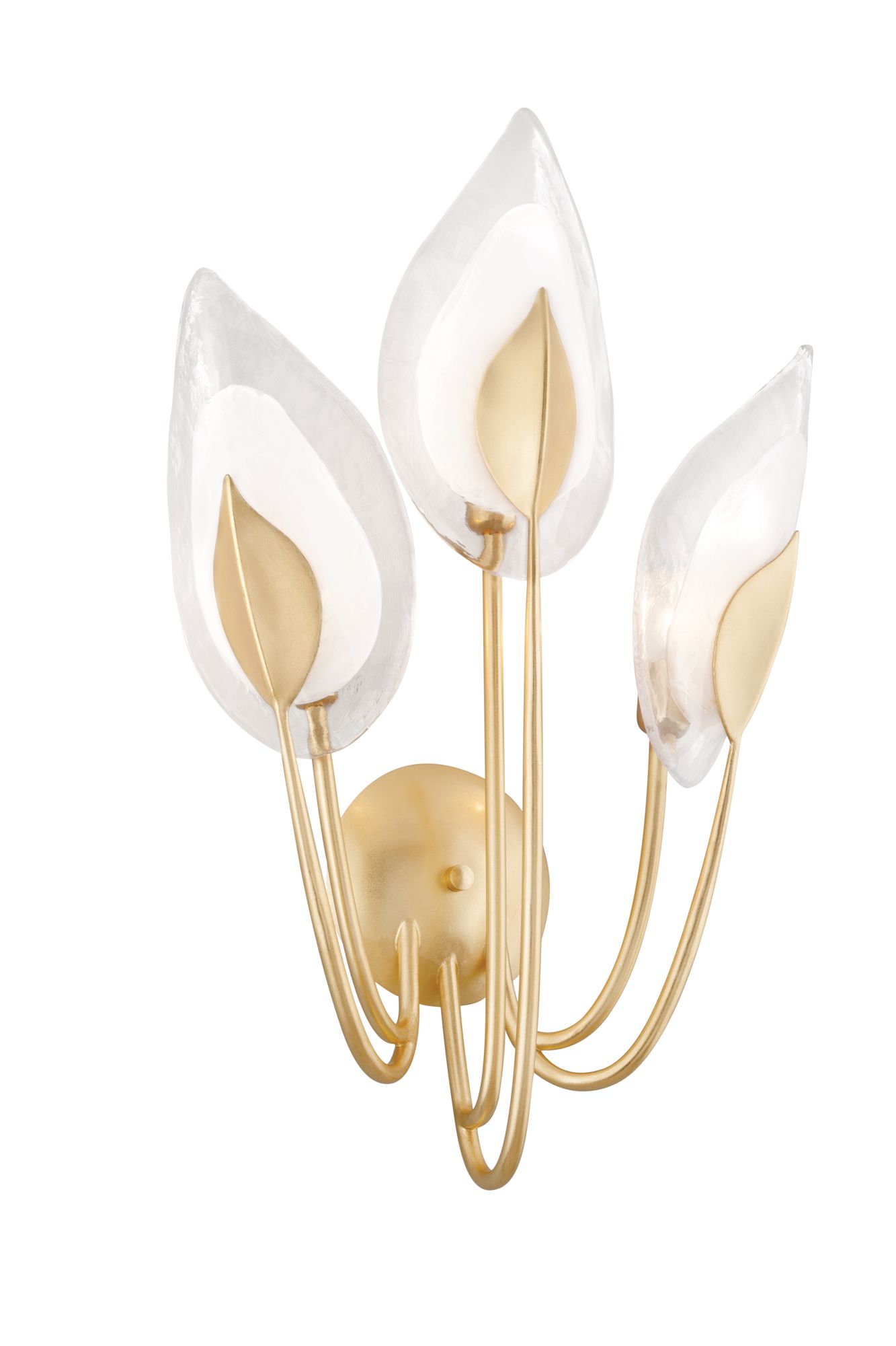 Image 3 Hudson Valley Blossom 26 1/2"H Gold Leaf 3-Light Wall Sconce more views
