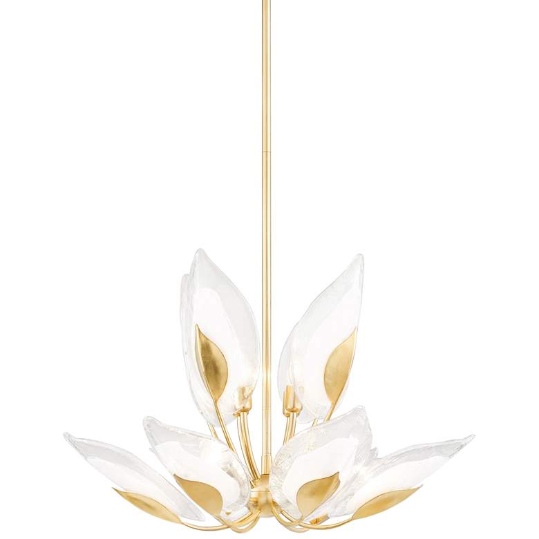 Image 2 Hudson Valley Blossom 29 inch Wide Gold Leaf 10-Light Modern Chandelier