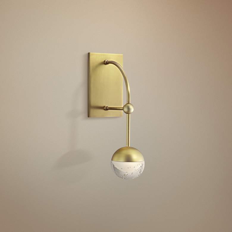 Image 1 Hudson Valley Boca 13 1/4" High Aged Brass LED Wall Sconce