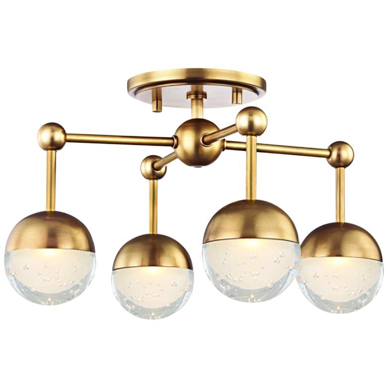 Image 1 Hudson Valley Boca 15 3/4 inch Wide Aged Brass 4-LED Ceiling Light