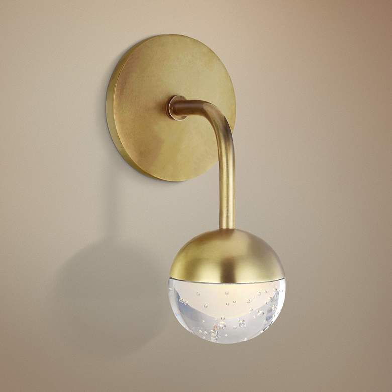 Image 1 Hudson Valley Boca 9 1/2" High Aged Brass LED Wall Sconce