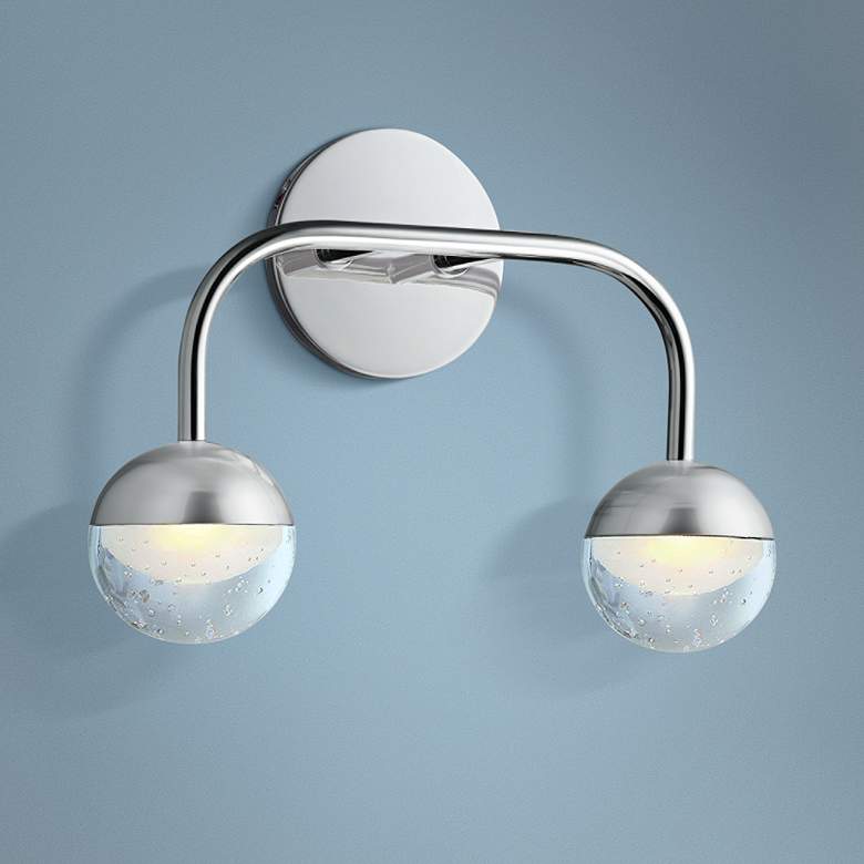 Image 1 Hudson Valley Boca 9 1/2"H Polished Chrome 2-LED Wall Sconce