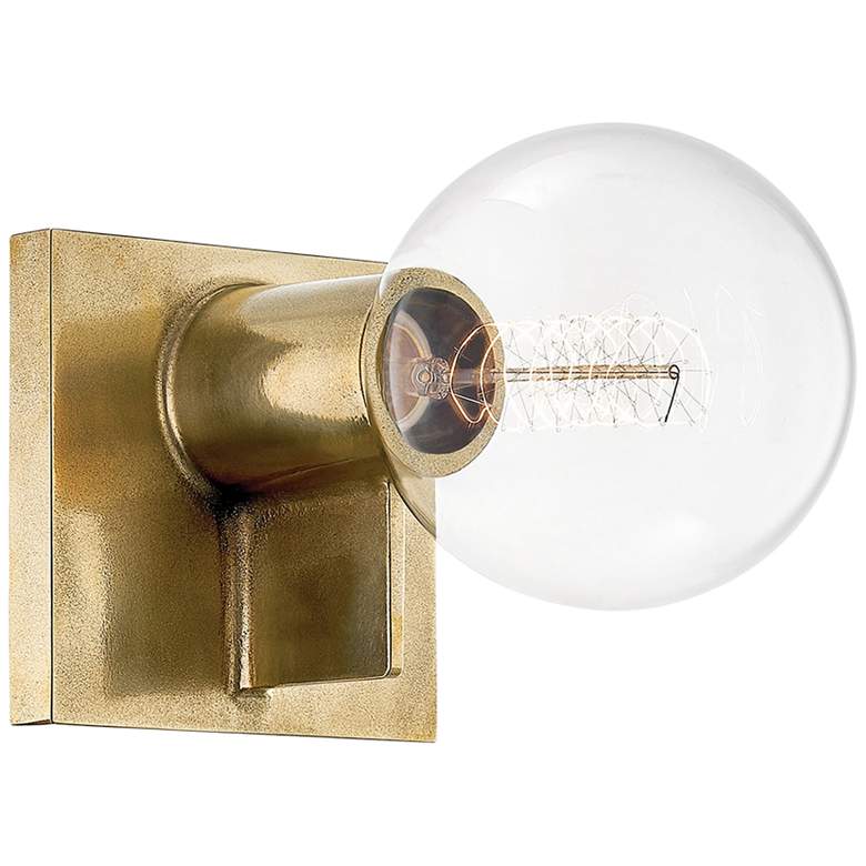 Image 1 Hudson Valley Bodine 5 1/4" High Aged Brass Wall Sconce