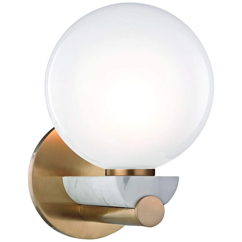 Image 1 Hudson Valley Boone 8 1/2" High Aged Brass LED Wall Sconce