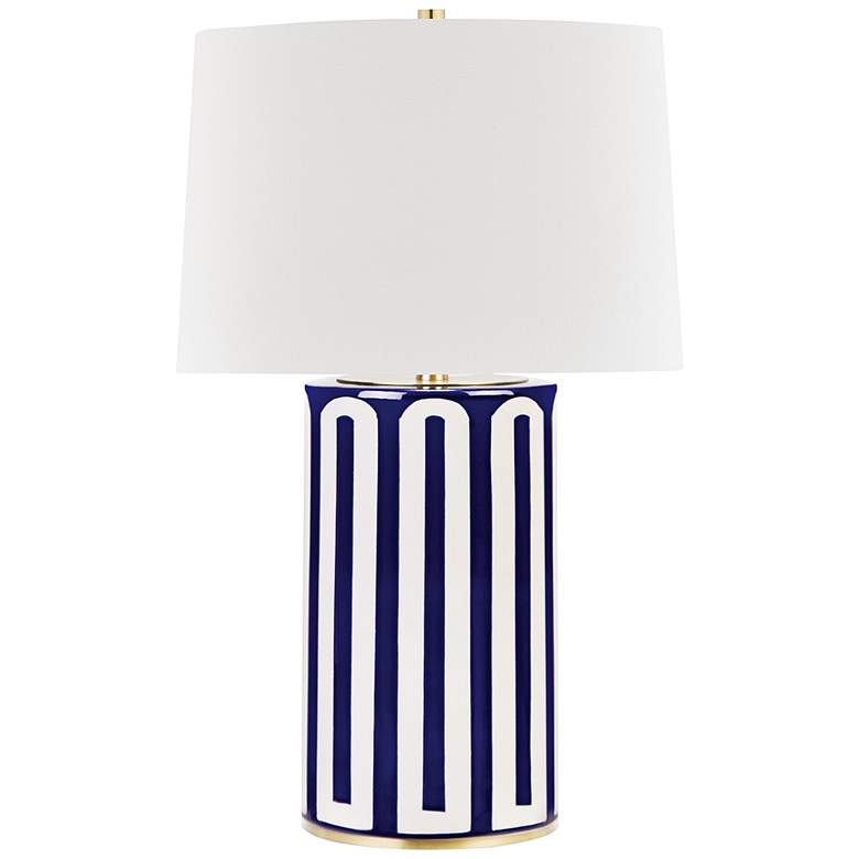 Image 1 Hudson Valley Borneo Blue Stripes Ceramic Table Lamp