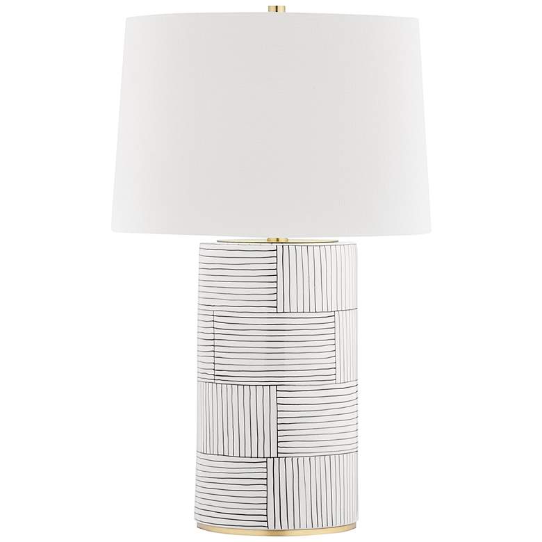 Image 1 Hudson Valley Borneo White Stripes Ceramic Table Lamp